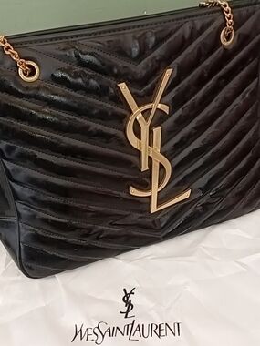 Yves Saint Laurent Black Quilted Leather Shoulder Bag with Gold Hardware